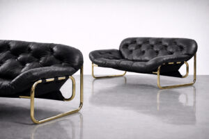 Skórzana sofa – proj. John-Bertil Häggström dla Swed-Form – Szwecja – lata 70