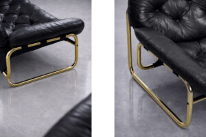 Skórzana sofa – proj. John-Bertil Häggström dla Swed-Form – Szwecja – lata 70