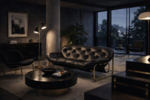Skórzana sofa – proj. John-Bertil Häggström dla Swed-Form – Szwecja – lata 70