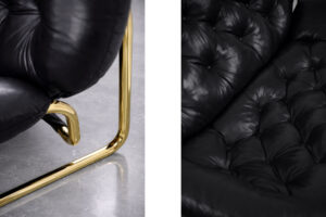 Skórzana sofa – proj. John-Bertil Häggström dla Swed-Form – Szwecja – lata 70