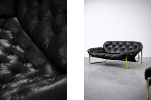 Skórzana sofa – proj. John-Bertil Häggström dla Swed-Form – Szwecja – lata 70