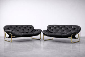 Skórzana sofa – proj. John-Bertil Häggström dla Swed-Form – Szwecja – lata 70