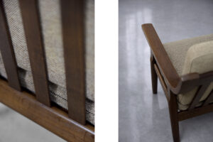 Komplet wypoczynkowy sofa + fotel GE-530 – proj. Hans J. Wegner dla Getama – Dania – lata 60