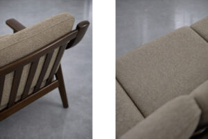 Komplet wypoczynkowy sofa + fotel GE-530 – proj. Hans J. Wegner dla Getama – Dania – lata 60