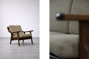 Komplet wypoczynkowy sofa + fotel GE-530 – proj. Hans J. Wegner dla Getama – Dania – lata 60