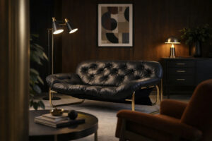 Skórzana sofa – proj. John-Bertil Häggström dla Swed-Form – Szwecja – lata 70