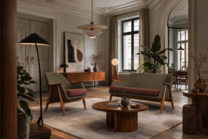 Modernistyczny komplet wypoczynkowy Pallas – proj. Svante Skogh – Finlandia – lata 50