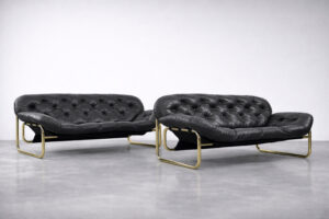 Skórzana sofa – proj. John-Bertil Häggström dla Swed-Form – Szwecja – lata 70