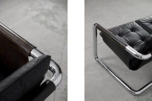 Brutalistyczna sofa skórzana – lata 50