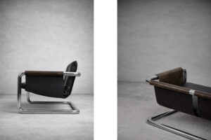 Brutalistyczna sofa skórzana – lata 50