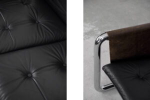 Brutalistyczna sofa skórzana – lata 50