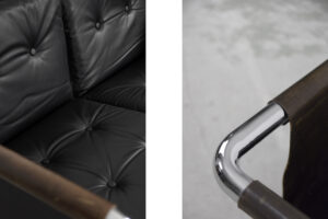 Brutalistyczna sofa skórzana – lata 50