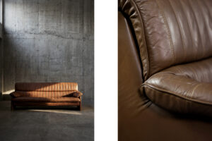 Czteroosobowa sofa skórzana – Niemcy – lata 70