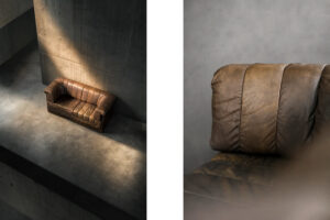 Dwuosobowa brutalistyczna skórzana sofa z funkcją spania, Niemcy, lata 70. - Brutalizm design od GARAGE GARAGE
