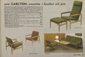 Modernistyczny fotel Carlton z podnóżkiem – IKEA – Szwecja – 1963