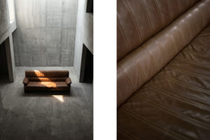 Czteroosobowa sofa skórzana – Niemcy – lata 70