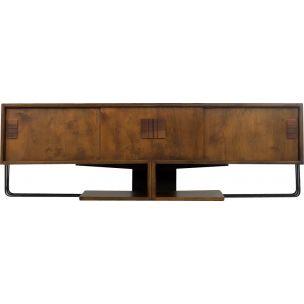 Brzozowy sideboard z geometryczną podstawą – Niemcy – lata 50