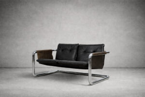 Brutalistyczna sofa skórzana – lata 50