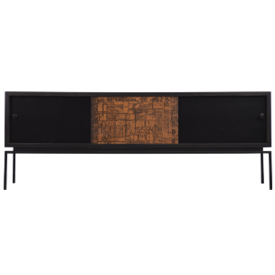 Orzechowy sideboard z miedzianym frontem – Włochy – lata 70