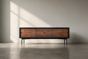 Graficzny sideboard palisandrowy, Dania, lata 60. - Mid-Century Modern design od GARAGE GARAGE