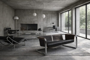 Brutalistyczna sofa skórzana – lata 50