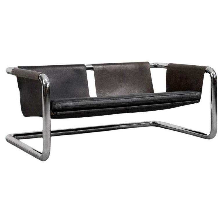 Brutalistyczna sofa skórzana – lata 50