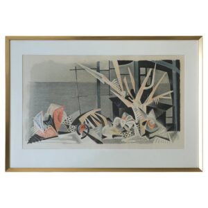 Kolorowa litografia – Jürgen Von Konow – Window view, Söndrum – 1958