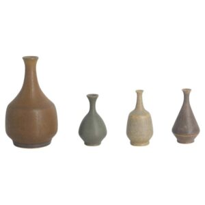 Komplet 4 brązowych wazonów ceramicznych – proj. Gunnar Borg dla Höganäs Keramik – Szwecja – lata 60