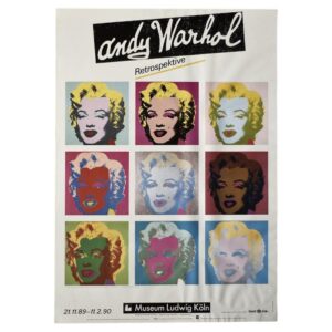Oryginalny plakat z wystawy Andy’ego Warhola – Marilyn Monroe RETROSPECTIVE – Museum Ludwig Köln – 1989/1990