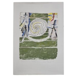 Litografia barwna – Jörgen Fogelqvist – Kompozycja z figurami – 1977