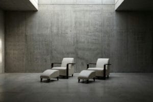 Para skórzanych foteli z podnóżkiem w stylu Art Déco – Włochy – lata 70
