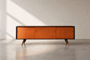 Orzechowy sideboard z miedzianym frontem, Włochy, lata 60. - Mid-Century Modern design od GARAGE GARAGE