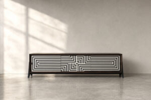 Brzozowy sideboard z malaturą, Skandynawia, lata 60. - Upcycled Vintage design od GARAGE GARAGE