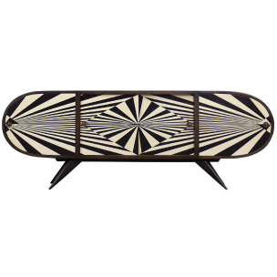 Zaokrąglony sideboard z czarno-białą malaturą – Włochy – lata 60