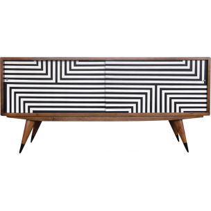 Krótki sideboard z linearnym wzorem – Skandynawia – lata 60