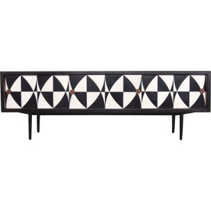 Sideboard z malaturą z zaokrąglonym wzorem – Skandynawia – lata 60