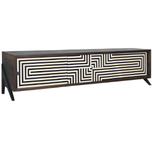 Niski sideboard z czarno-białą, linearną malaturą – Norwegia – lata 60