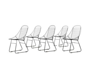 Komplet 5 metalowych krzeseł prototypowych – Szwecja – lata 60