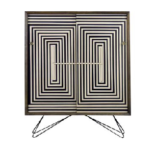 Wysoka modernistyczna komoda z malaturą Op-Art – Skandynawia – lata 60