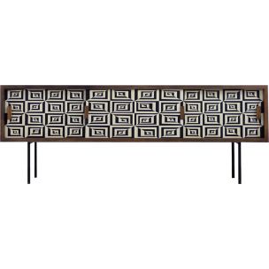 Brzozowy sideboard z malaturą Op-Art – Włochy – lata 60