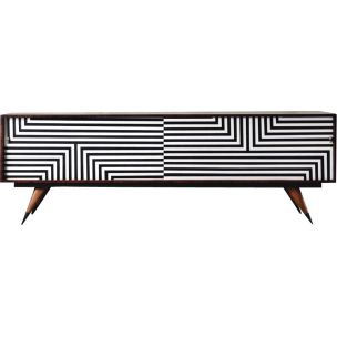 Vintage sideboard z linearną malaturą – Szwecja – lata 60