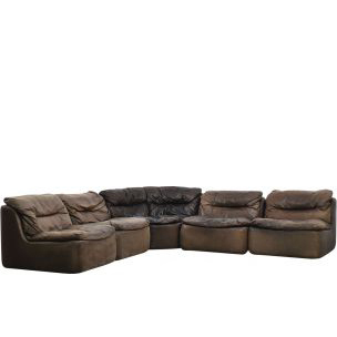 Narożna skórzana sofa modułowa Plus 144 – proj. F. Hill dla Walter Knoll – Niemcy – lata 70