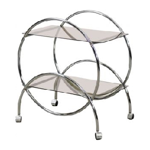 Chromowany barek ze szklanymi blatami – IKEA – Szwecja – lata 70