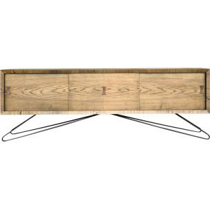 Jesionowy sideboard z metalową podstawą – Skandynawia – lata 60