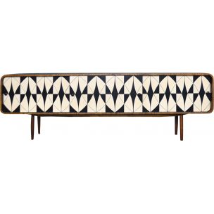 Zaokrąglony sideboard z graficzną malaturą – Skandynawia – lata 60