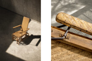 Rattanowy fotel z wysuwanym podnóżkiem, Niemcy, lata 30. - Bauhaus design od GARAGE GARAGE