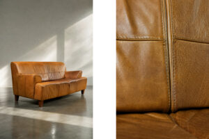 Vintage skórzana sofa trzyosobowa, lata 60. - Industrial design od GARAGE GARAGE