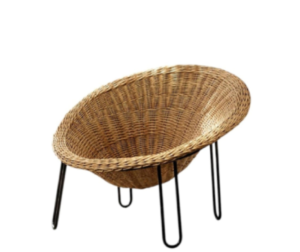 Sferyczny fotel rattanowy Bowl Chair w stylu Boho – Włochy – lata 50